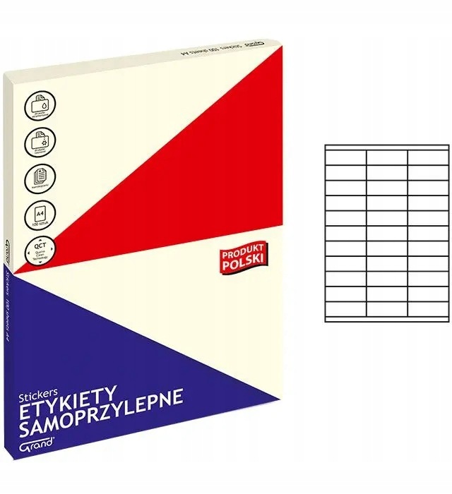 Etykieta samoprzylepna A4 biały [mm:] 70x25 Grand (008) Grand