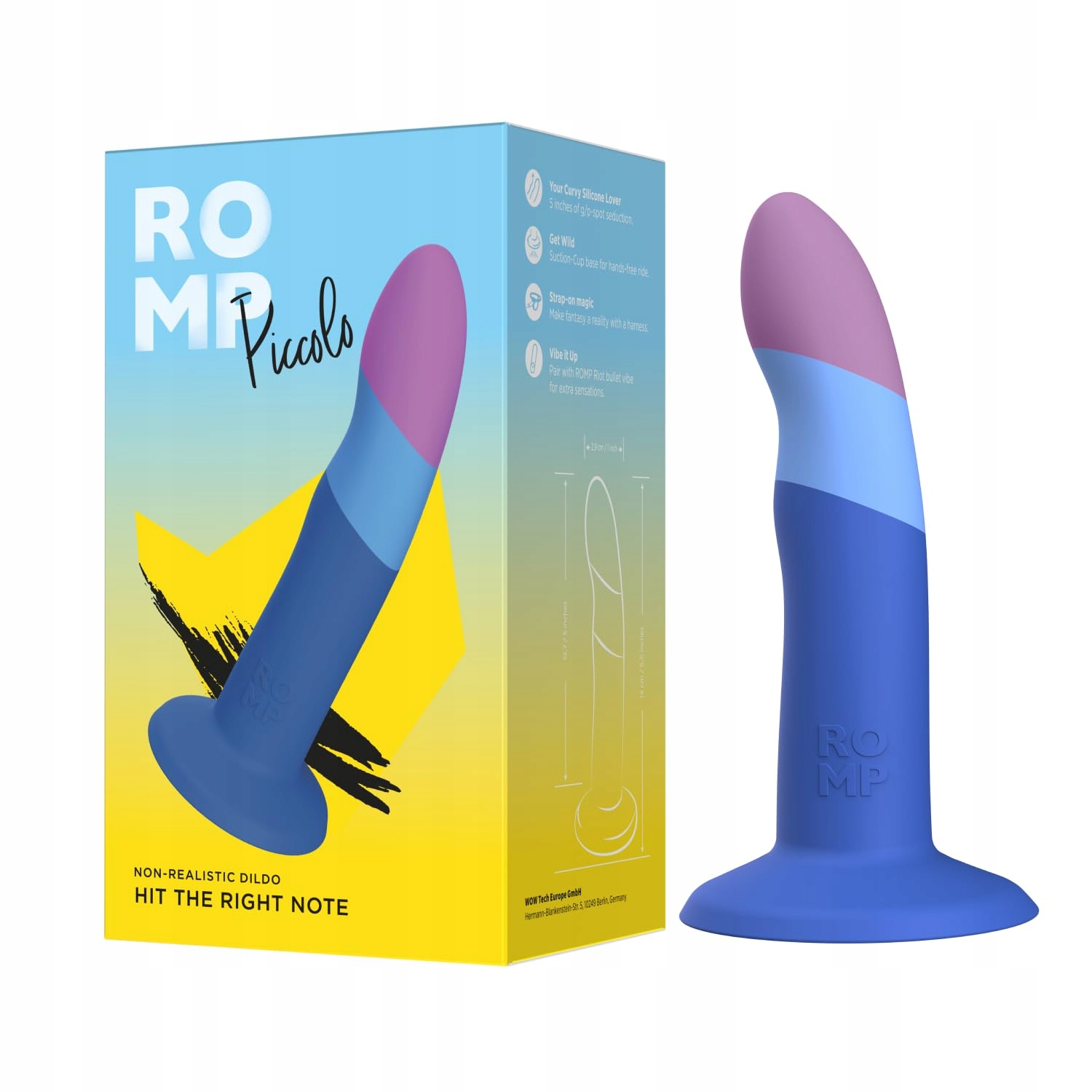 ROMP Piccolo Niebieski Dildo 14cm Silikonowy Kompatybilny z Wibratorem — miniatura 7