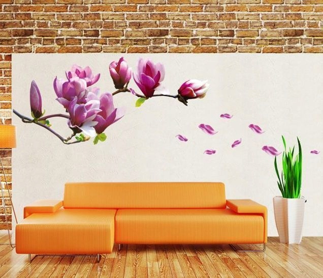 Naklejki na ścianę ścienne Magnolie Kwiaty Listki Długość 60 cm