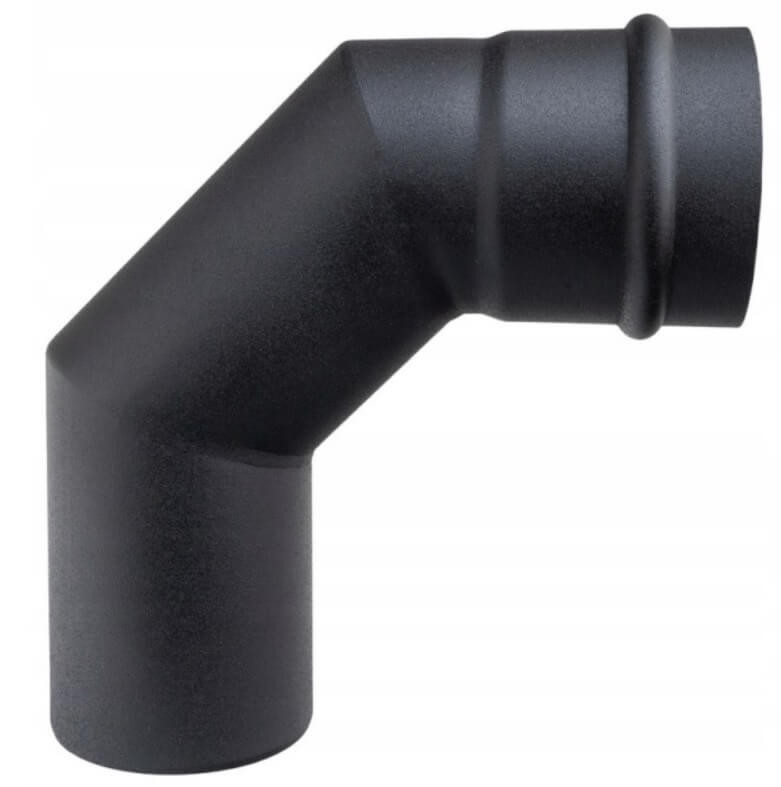 Kolano Kominowe 90° Pellet 80 mm – Uszczelka Silikonowa, Czarne-Zdjęcie-0