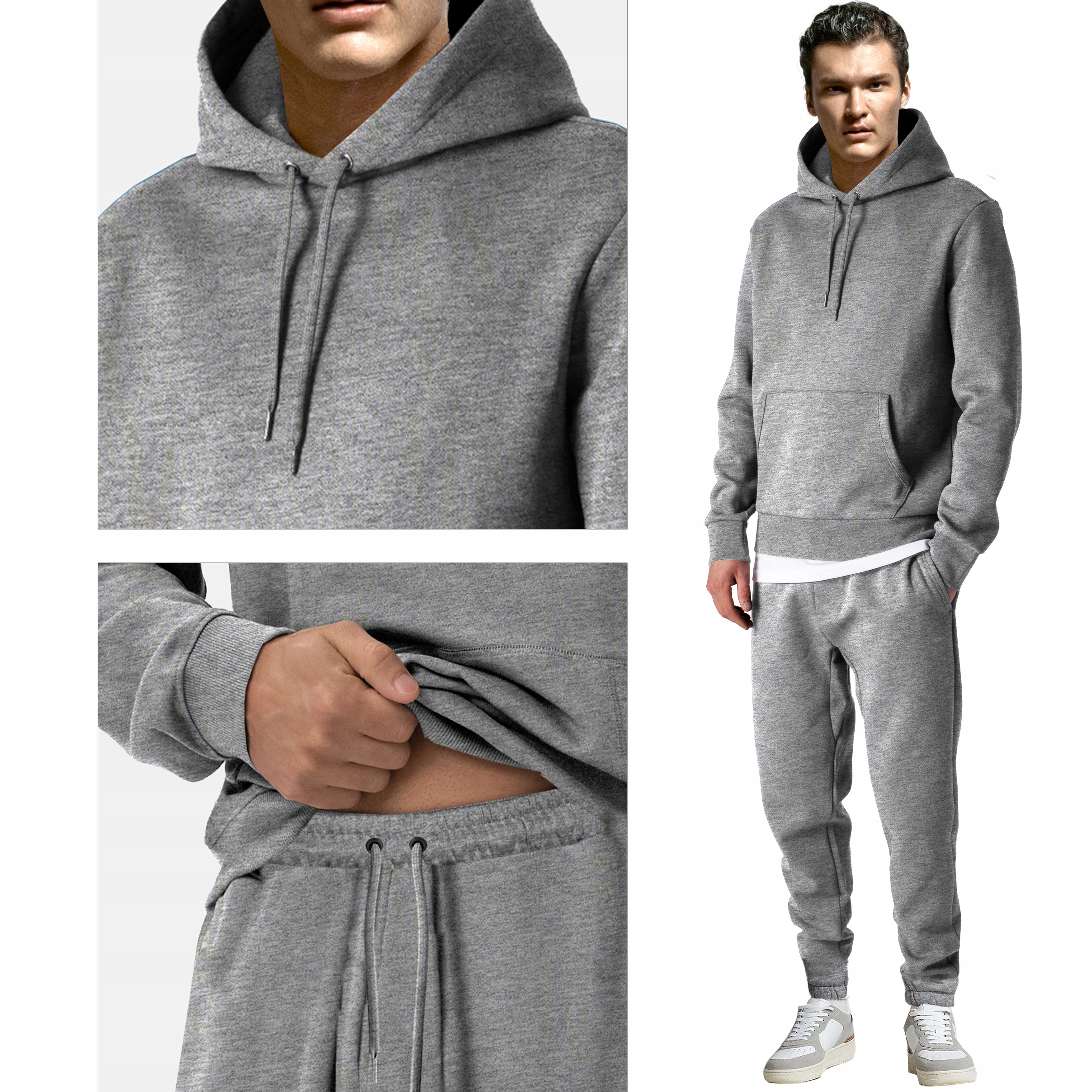 Rf tepláková souprava pánská mikina s klokaní kapsou a kapucí elastická teplá Pet/cor ša XXL