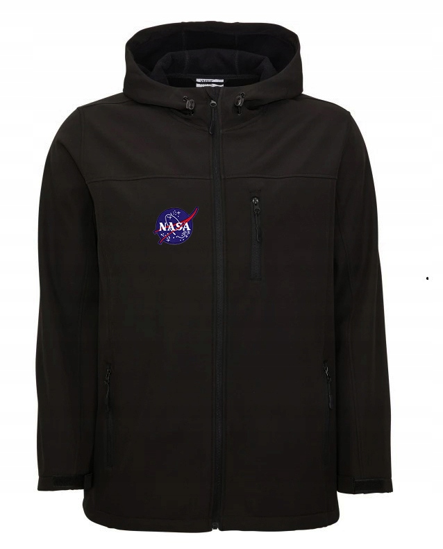 4XL Nasa Velká černá softshellová bunda na celý rok Obvod podpaží 150 cm
