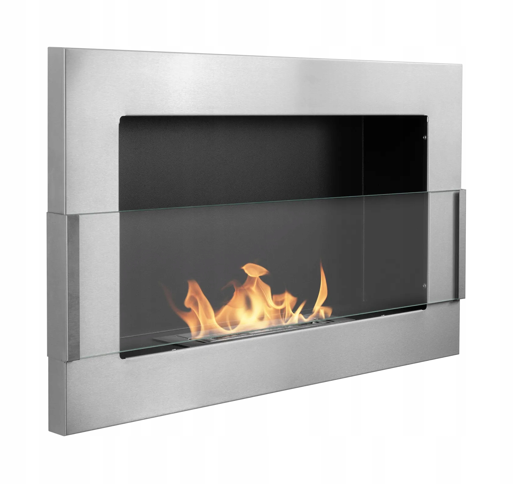 Závesný Biokrb S Sklom 650X400 Inox Strieborný, Na Biopalivo, Bez Komína