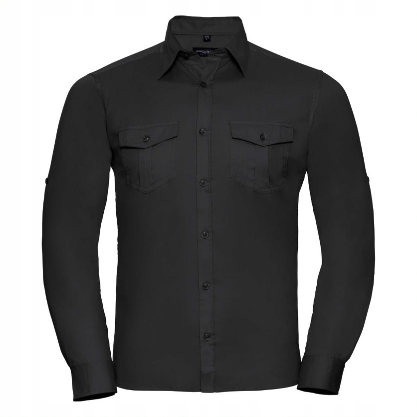 Pánská košile s dlouhým zavinovacím rukávem, černá vel. 3XL
