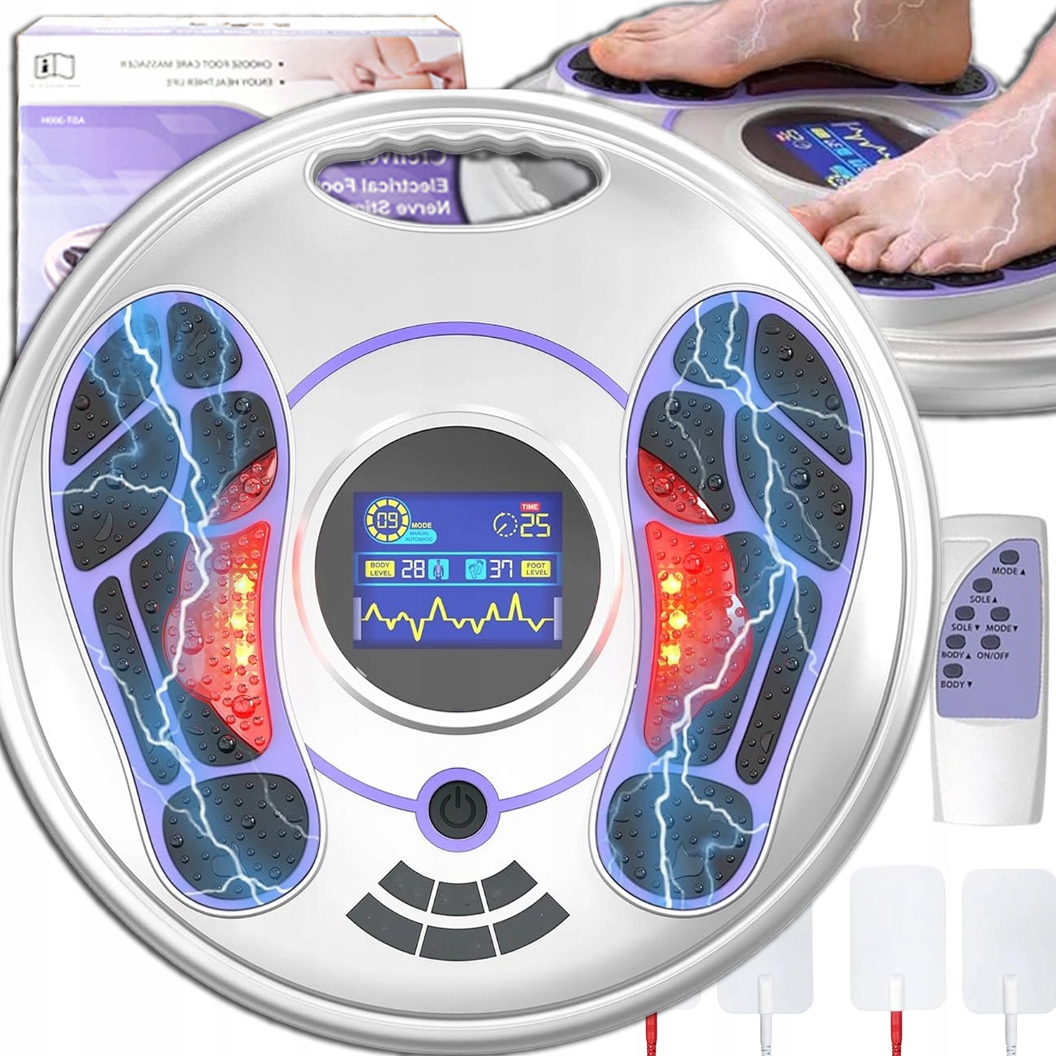 Elektrostymulator Mięśni Mata Masażer Stóp Tens Ems 2W1 Do Akupresury Pilot