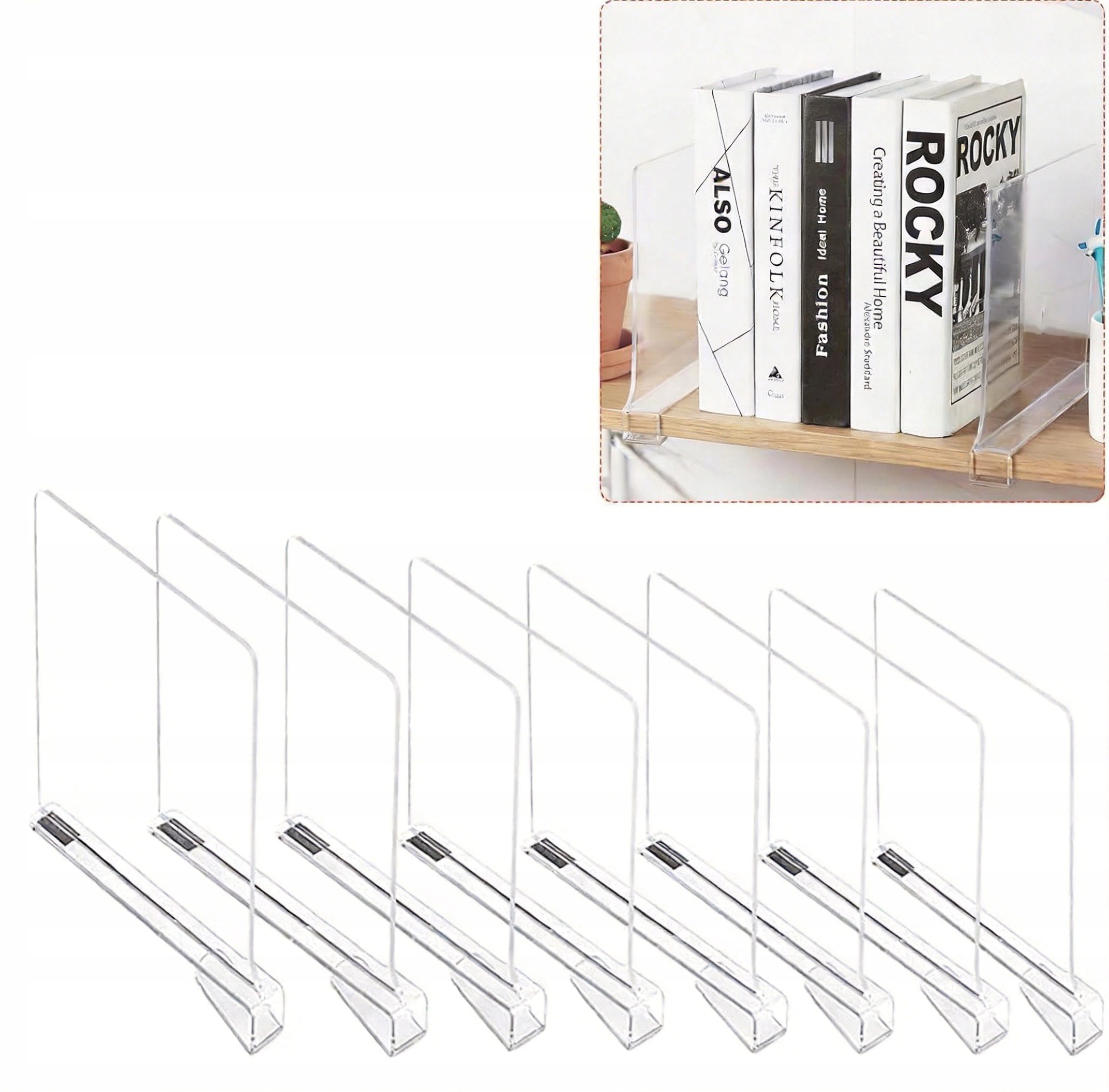 Průhledná regálová přepážka pro skříňový organizér 300 x 200 mm 8 ks