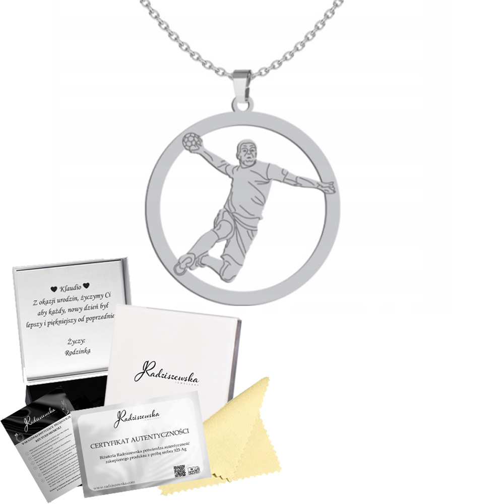 Stříbrný Náhrdelník Pánský Ruční Míč Řetízek Sport Dárek Gravírování Bonus