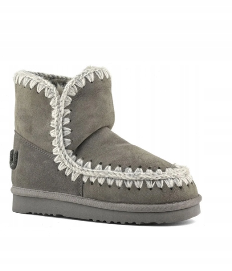 Mou Šedé Sněhule Z Přírodní Kůže S Bílou Kožešinou 40 T7F