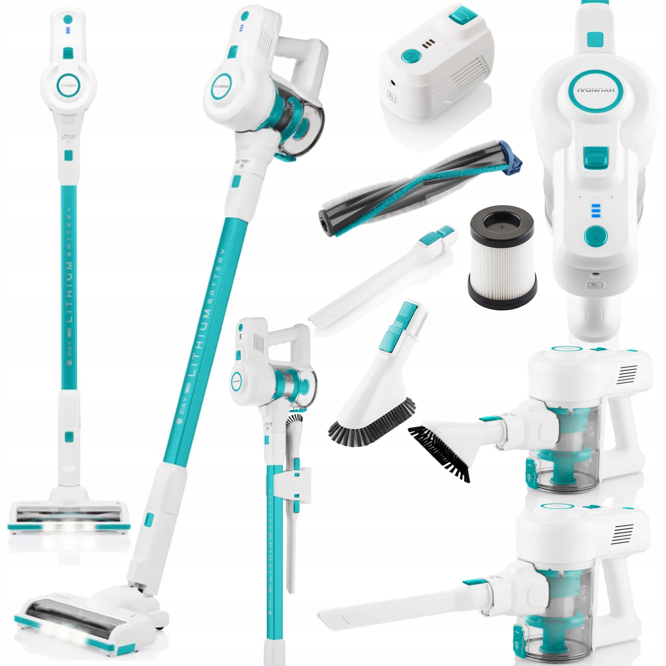 Odkurzacz pionowy Hyundai VC938 Biało turkusowy