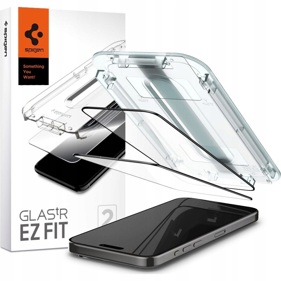 Sklo pro iPhone 15 Pro Max, Spigen Glas.tR Ez Fit Fc 2-Pack