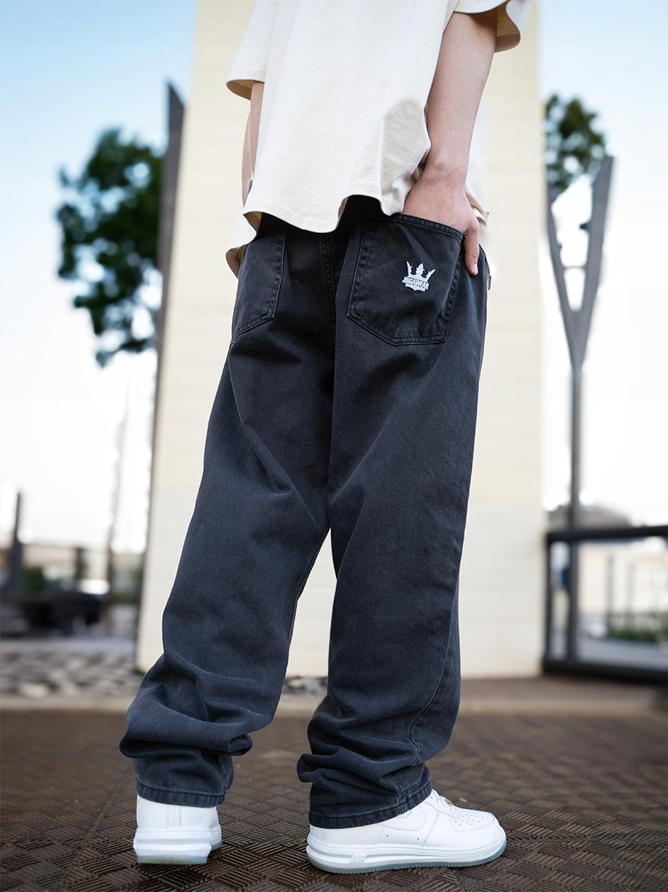 Kalhoty Jigga Wear Jeans Baggy Crown Sprane Černé vel. XL