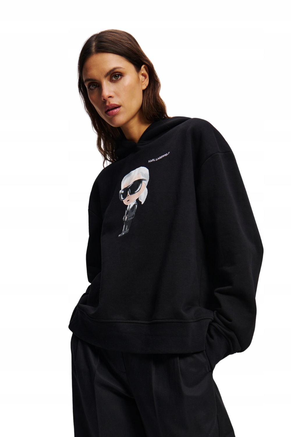 Karl Lagerfeld Černá dámská mikina s kapucí Ikon Aquarelle K S