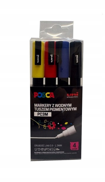 Popisovač s barva barvou Uni Posca PC-3M sada 4 barev