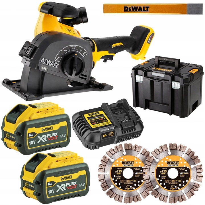 

Bruzdownica 54V 125mm 2x6Ah Dewalt DCG200T2 Tstak