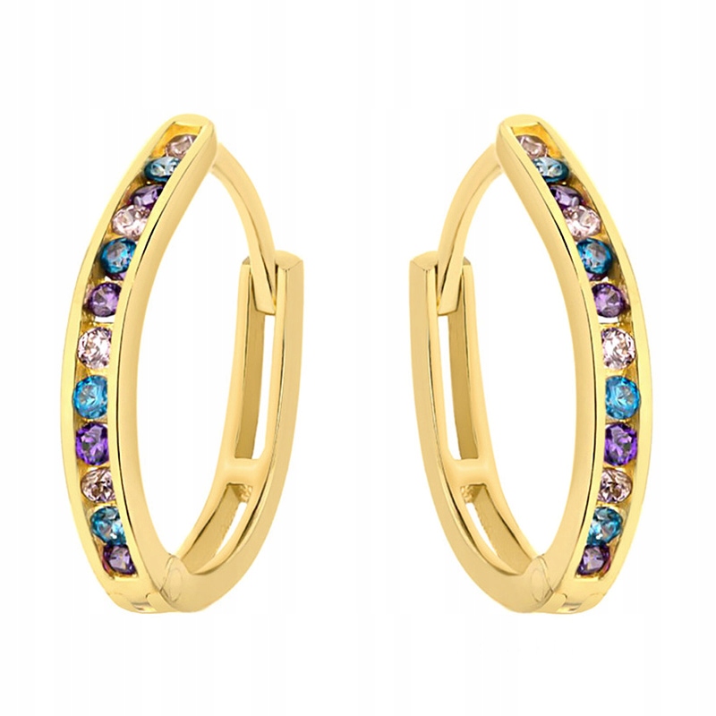 Krásné Zlaté Náušnice pr. 585 Kolečka se zirkony