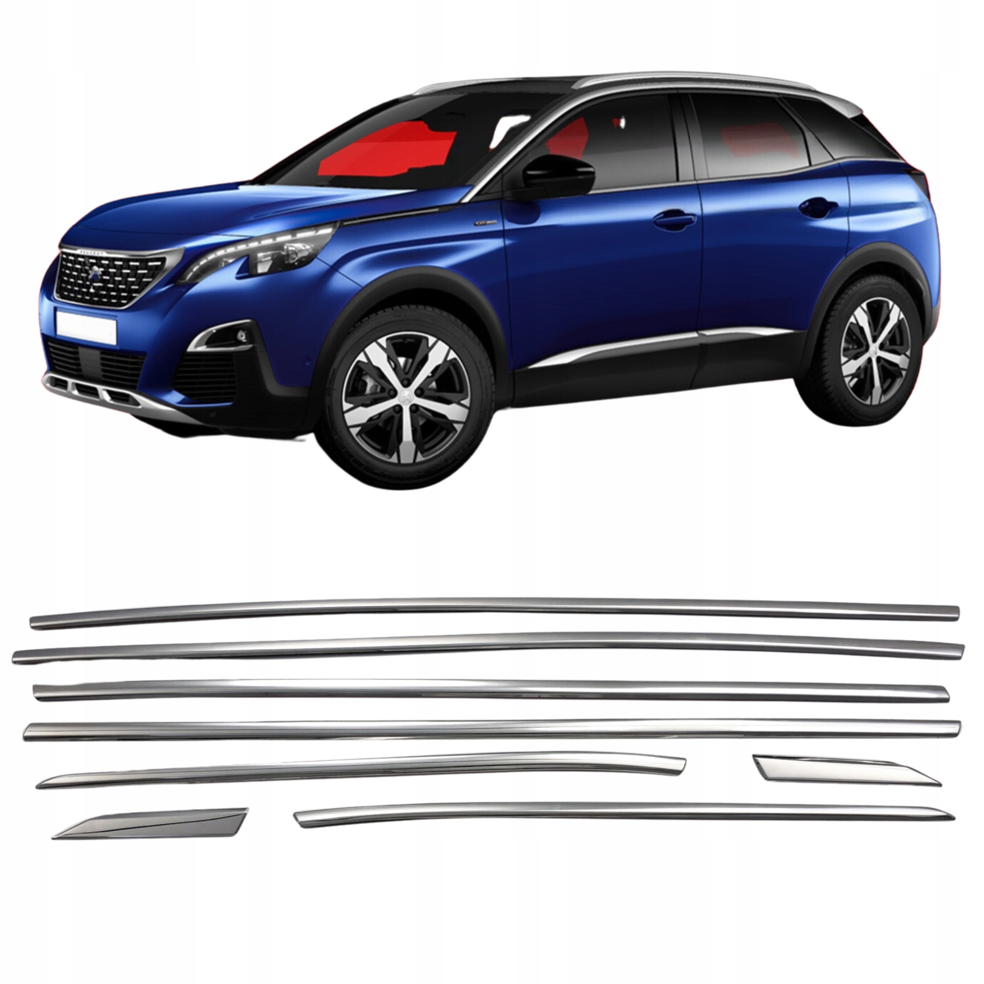 Lišty okolo bočných skiel nerezová oceľ chróm Peugeot 3008 Suv 2016-2023