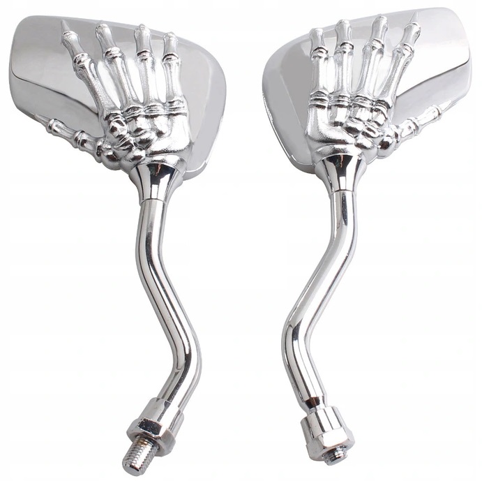 LUSTERKA CHROM MOTOCYKL RĘKA SZKIELETU M8 DŁOŃ