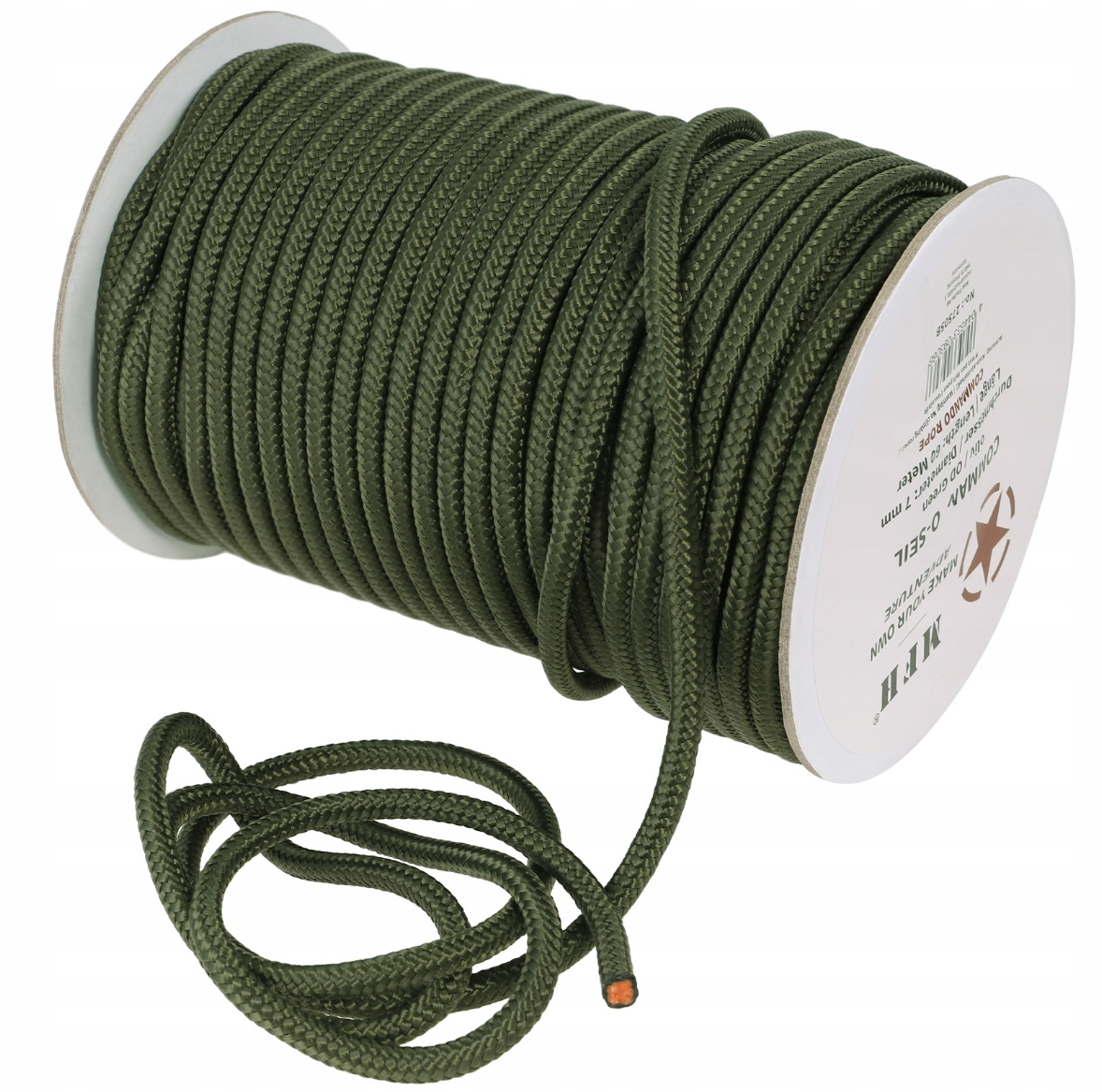 Linka lina specjalistyczna taktyczna turystyczna Mfh 7 mm x 60 m Od Green