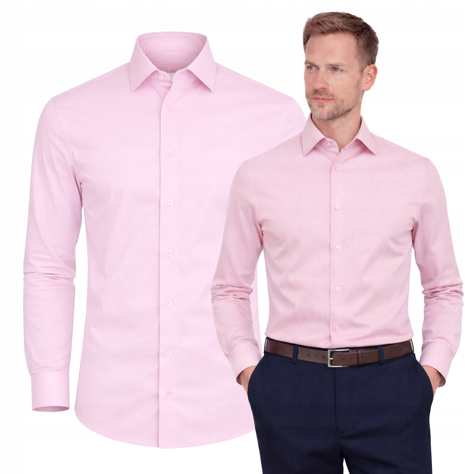 Koszula męska Różowa Victorio rozmiar Comfort M wizytowa Twill