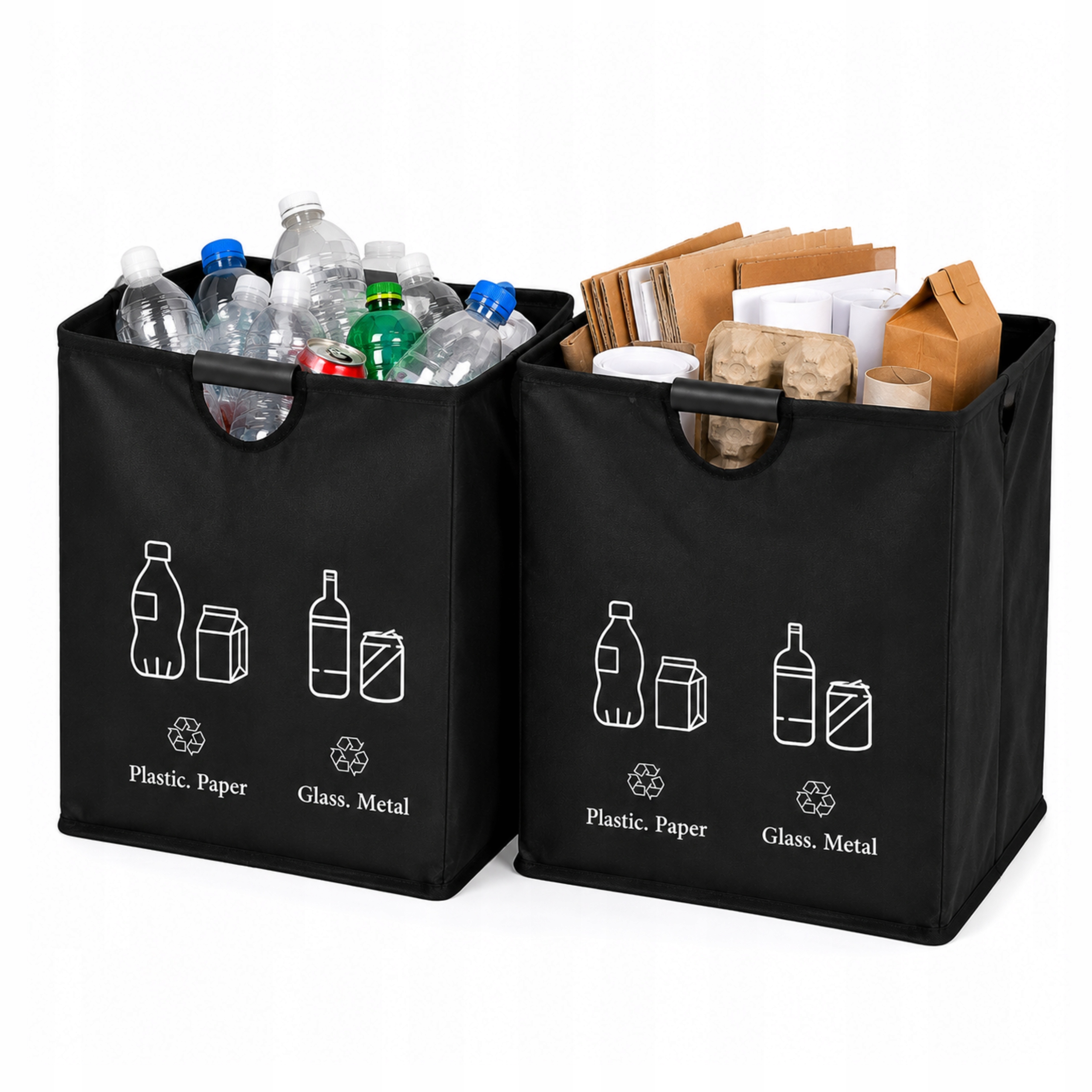 Odpadkový koš na třídění recyklace na lahve Plechovky Objemná taška 2ks