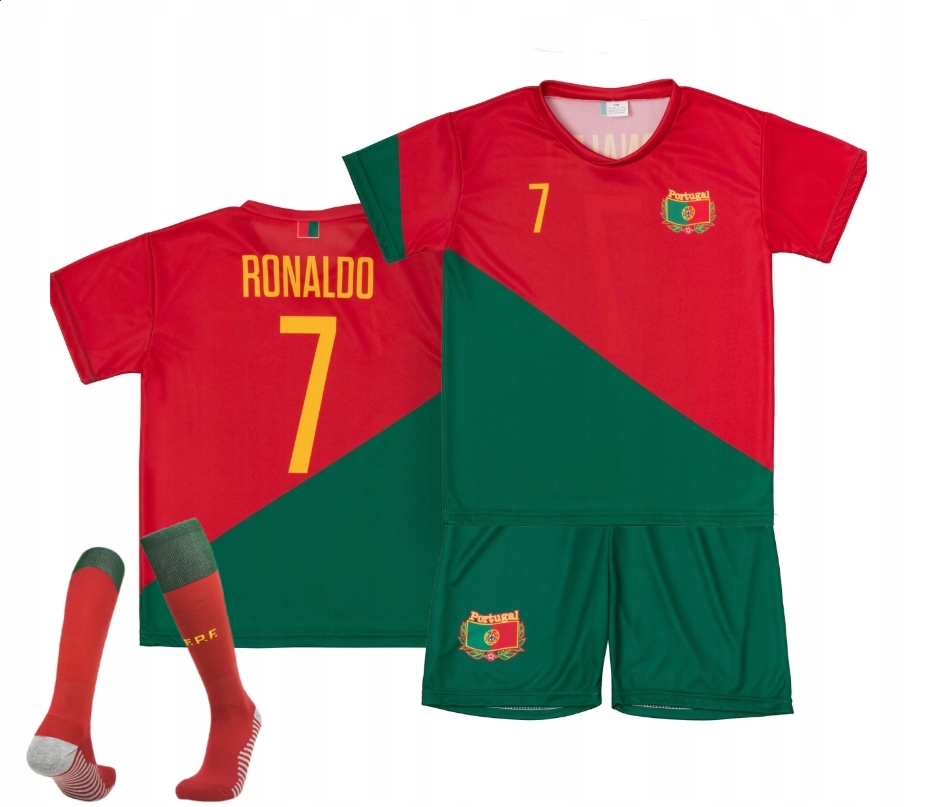 RONALDO strój piłkarski + getry PORTUGALIA r. 158