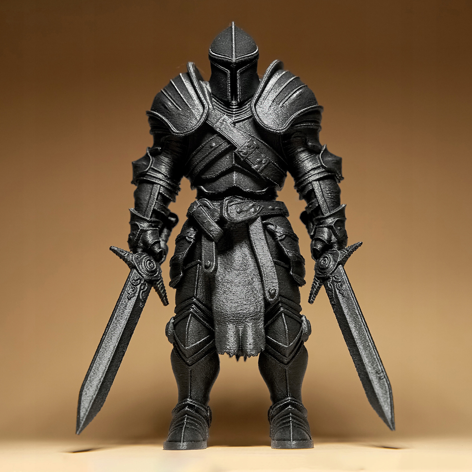 Rytíř Bojovník s meči Figurka Soška Dekorace 3D tisk 20 cm