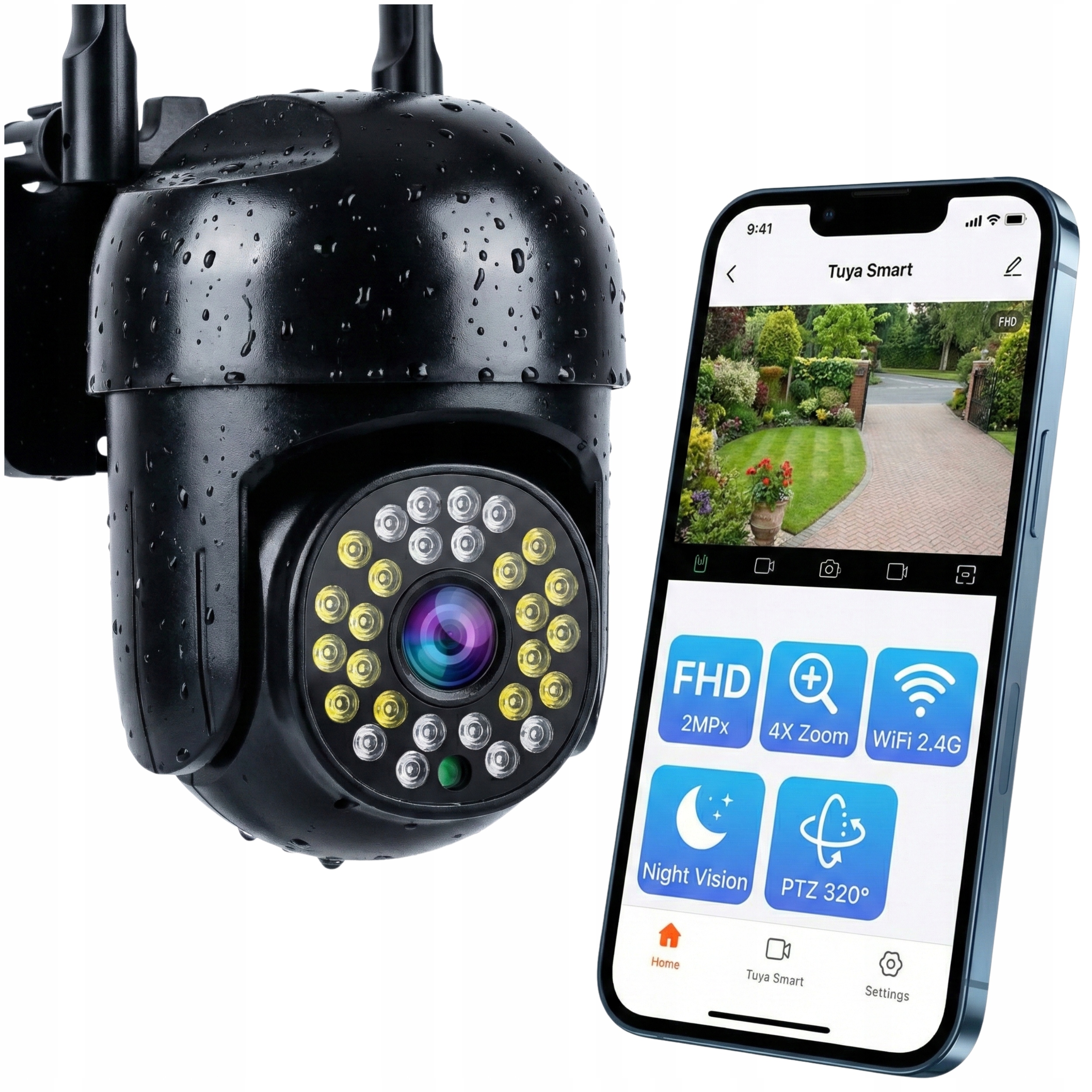 Venkovní Otočná Kamera Ip Wifi Full Hd Tuya Smart Live App