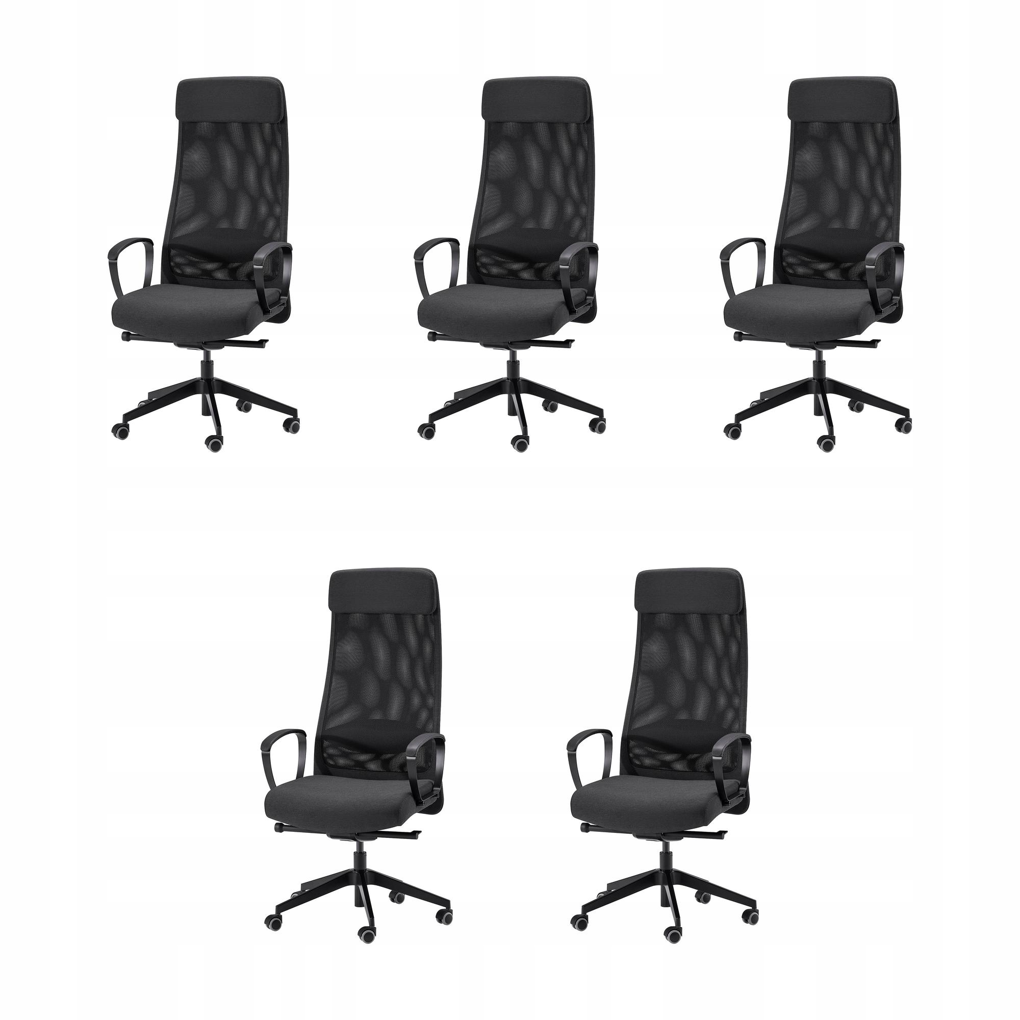 5 szt. Ergonomiczne krzesło biurowe ciemnoszare regulowane