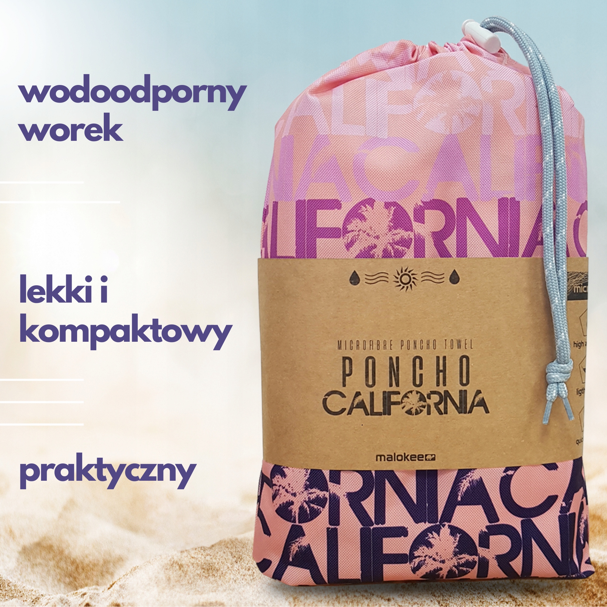 Ponczo ręcznikowe szlafrok kąpielowy mikrofibra Model California