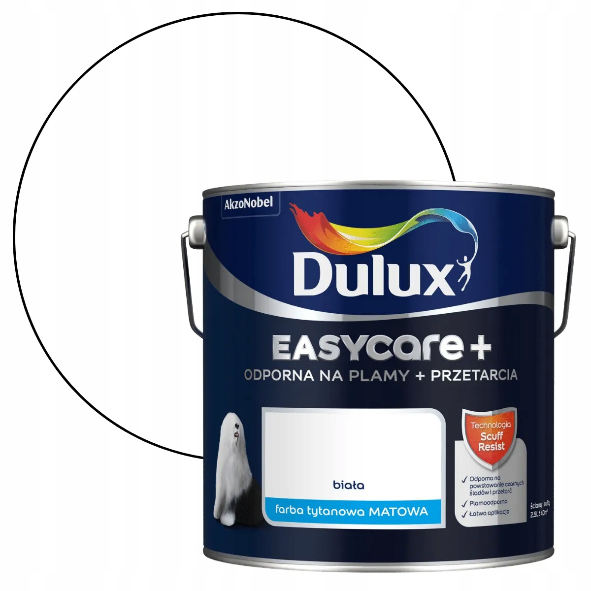Dulux EasyCare Plus Odporna Na Szorowanie Farba Biała 2,5L