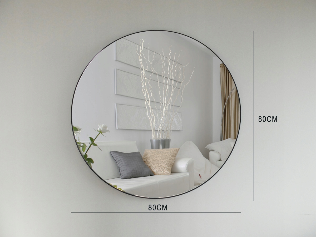 LUSTRO OKRĄGŁE ŚCIENNE LOFT RAMA 80 CM ZŁOTE Kształt koło