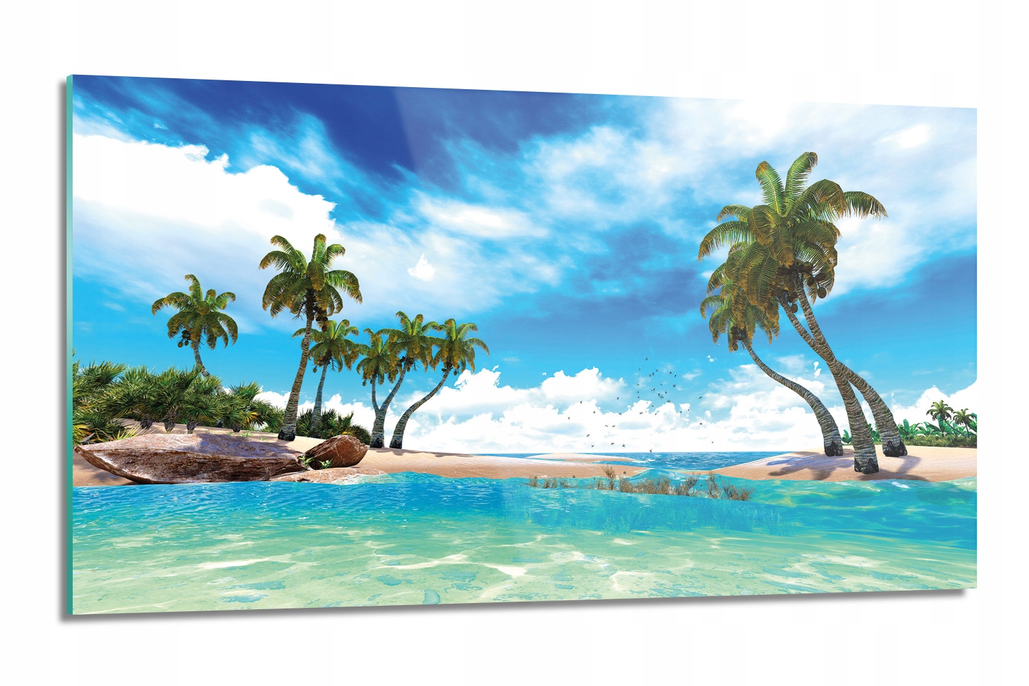 dekor Pláž trópy palmy sklo 120x60 nástenný
