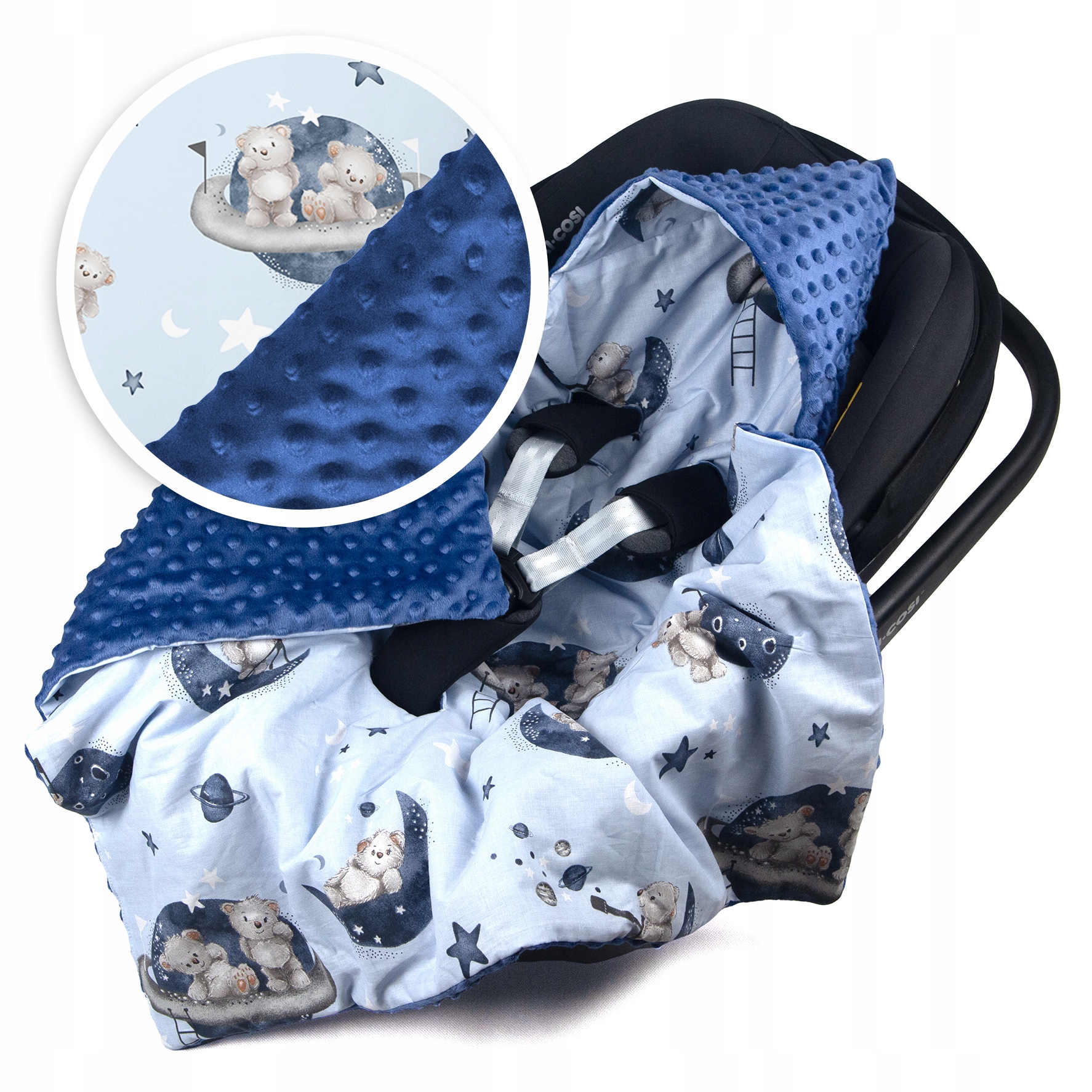 KOCYK DO FOTELIKA NOSIDEŁKA OTULACZ CIEPŁY Z KAPTURKIEM PRODUKT POLSKI