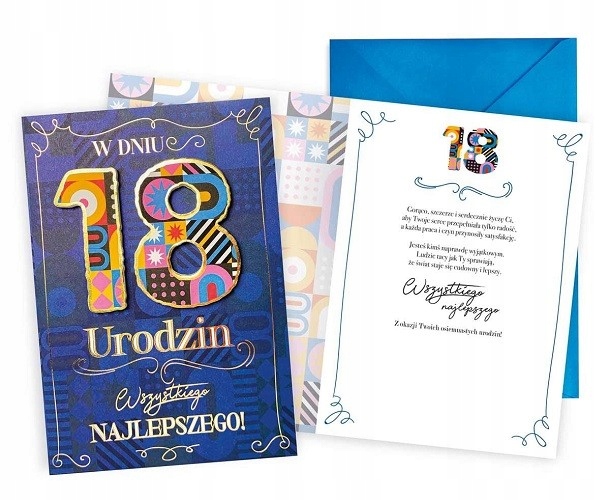 

Kartki na 18 urodziny dla chłopaka extra lux DKP18