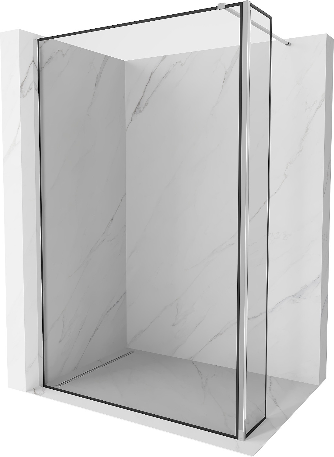 Ścianka szyba prysznicowa 110x40 Walk In Mexen Kioto 8mm czarna ramka chrom