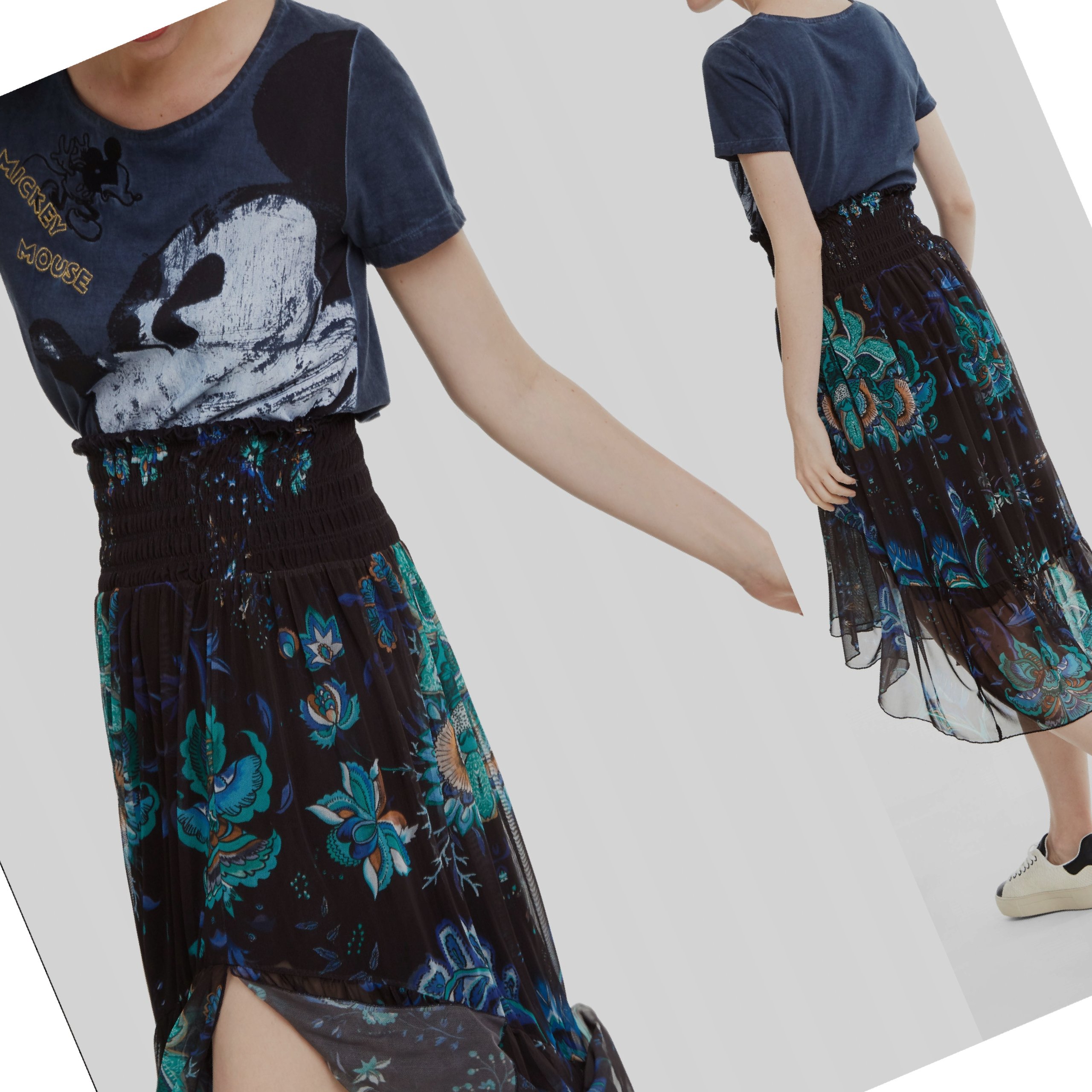 Sukně Boho Letní Květiny Desigual Vzdušná L 40