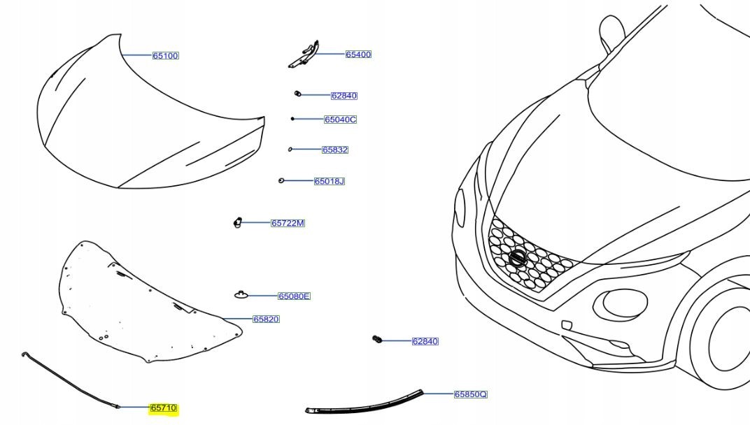 657716PA0A - Опора капота Nissan Juke II F16 19-
