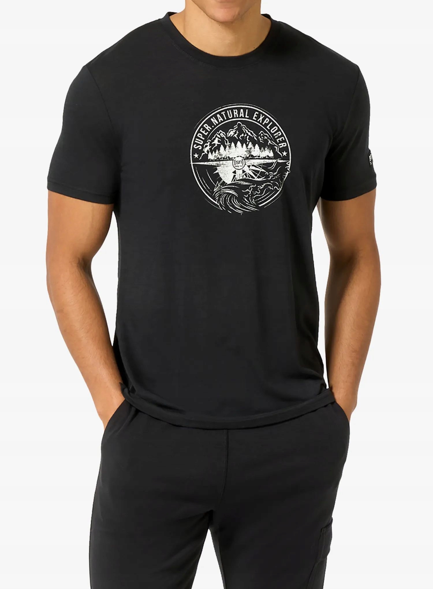 Merino tričko Super.natural Exploring Tee jet black/feather grey M