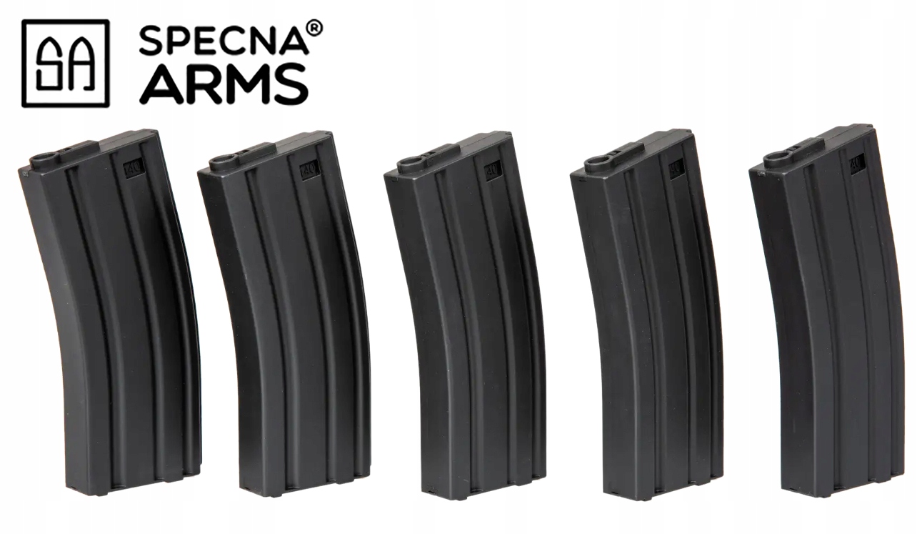 Sada 5 zásobníků mid-cap na 140 kuliček pro repliky M4/M16 černá