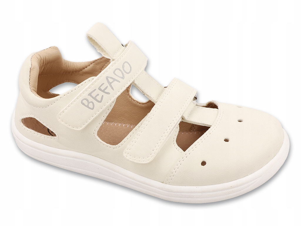 Skórzane Sandały Dziecięce Barefoot Beżowe Befado r.24