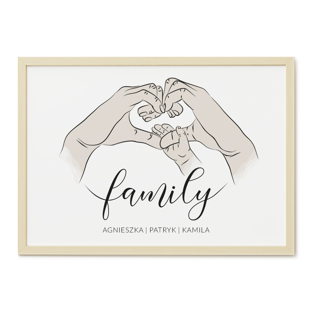 

Plakat A4 Rodzina Imiona Do Domu Sypialni Dłonie