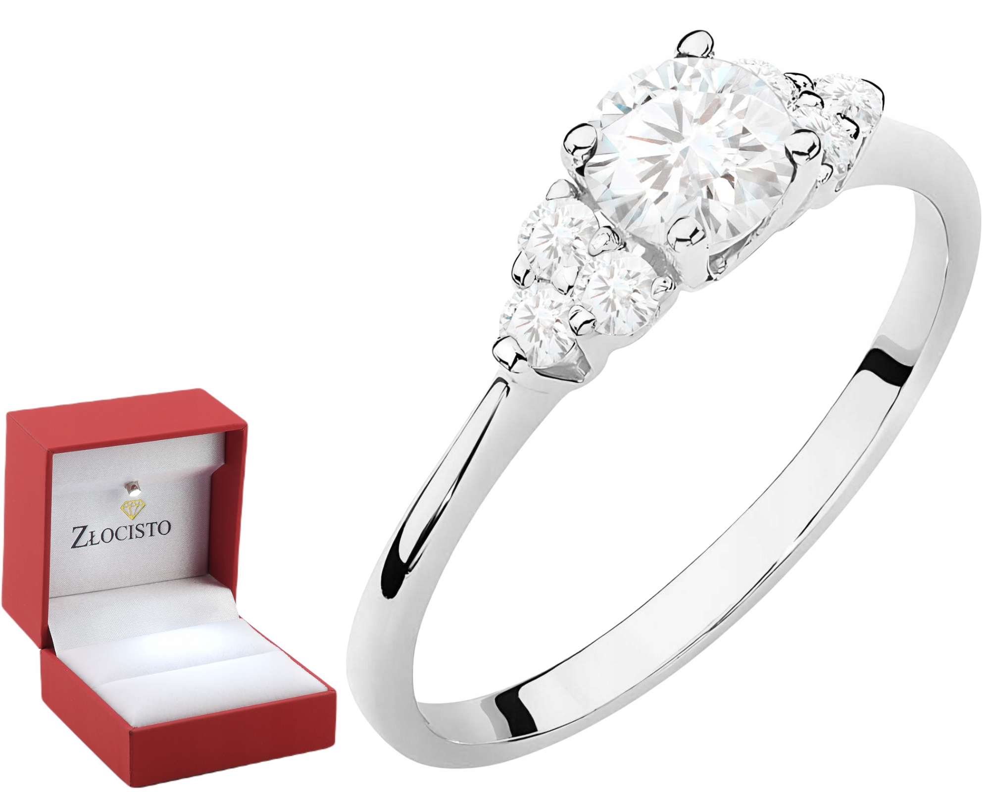 Bílý Zlatý Prstýnek S Diamanty Lab 585 Dárek