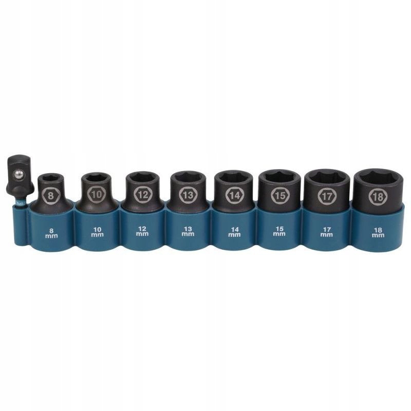 Makita E-16645 Zestaw nasadek udarowych 1-2" L50mm Sw 8-18mm+ADAPTER 9szt