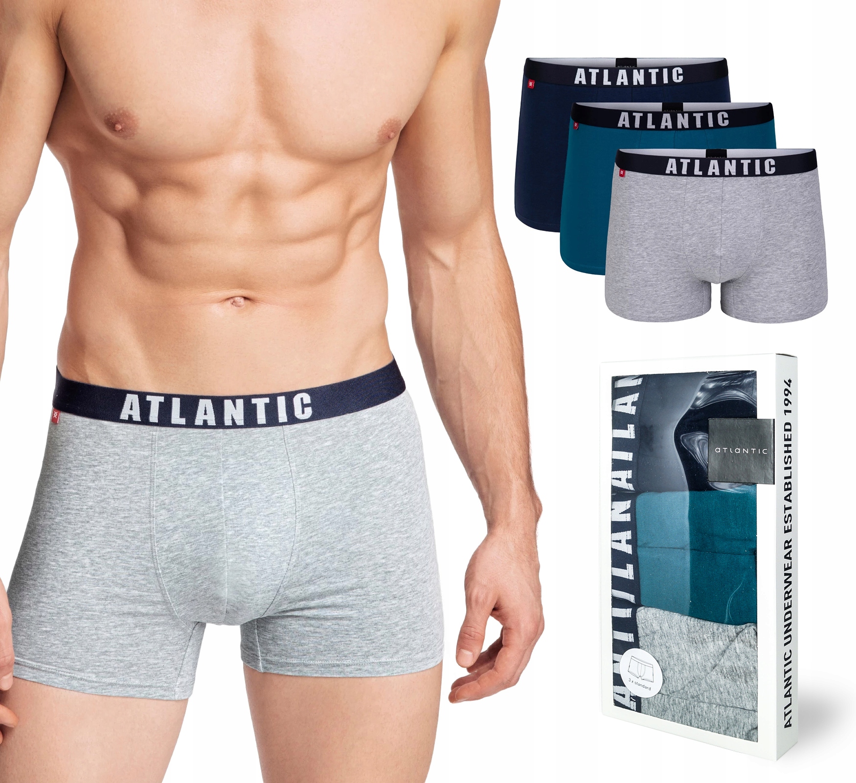 

Bokserki męskie Atlantic 3MH-011 3-pak - L