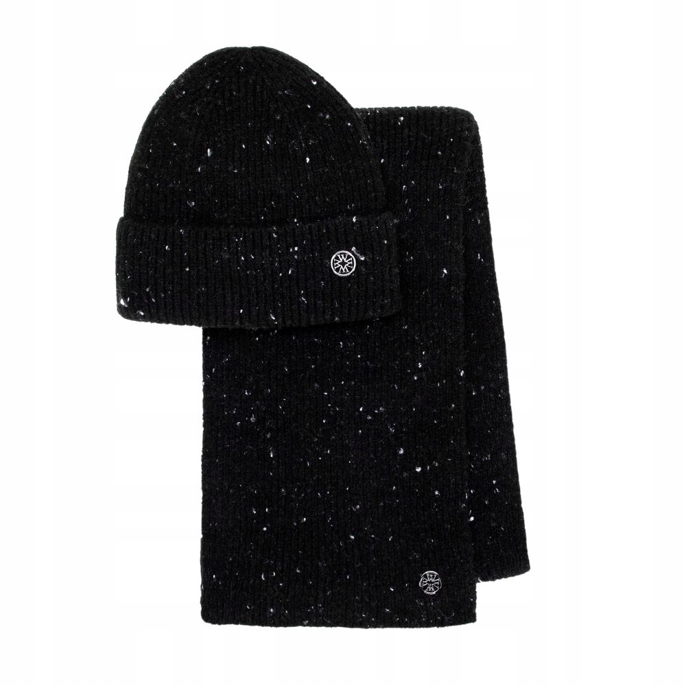 Dámská zimní sada čepice a šála Wittchen 101-SF-211-1 pletenina černá