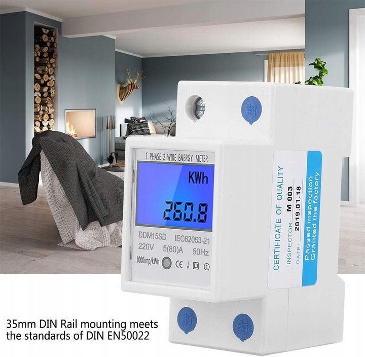 LICZNIK 1-FAZOWY 5-80A 220V/230V PODLICZNIK ENERGII PRĄD PL Kod producenta TL1013