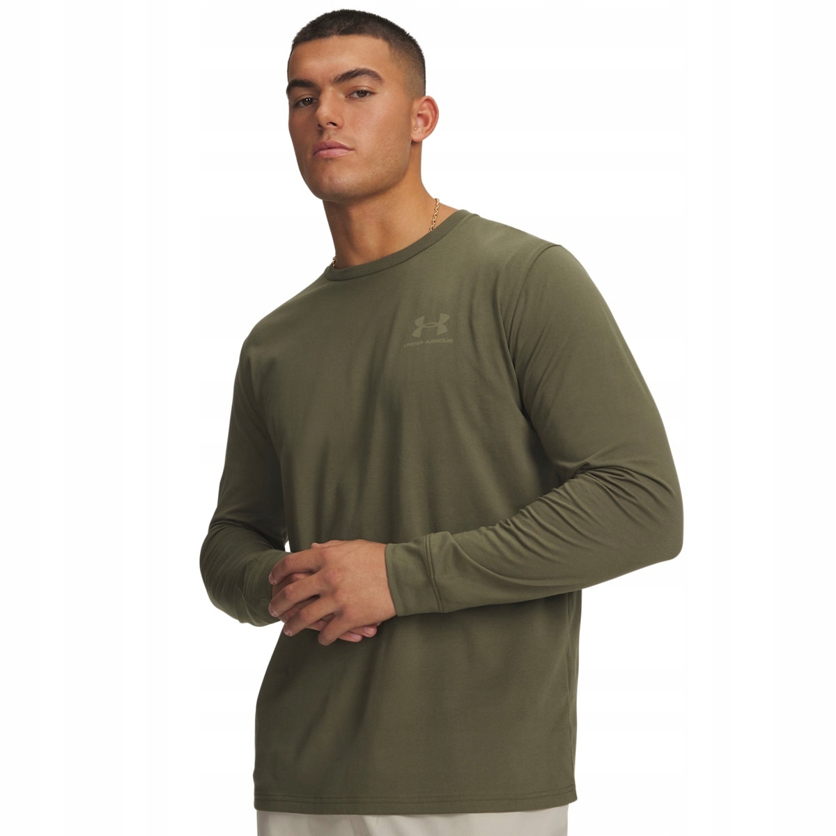 Męski longsleeve Under Armour Sportstyle Left Chest Ls Khaki M