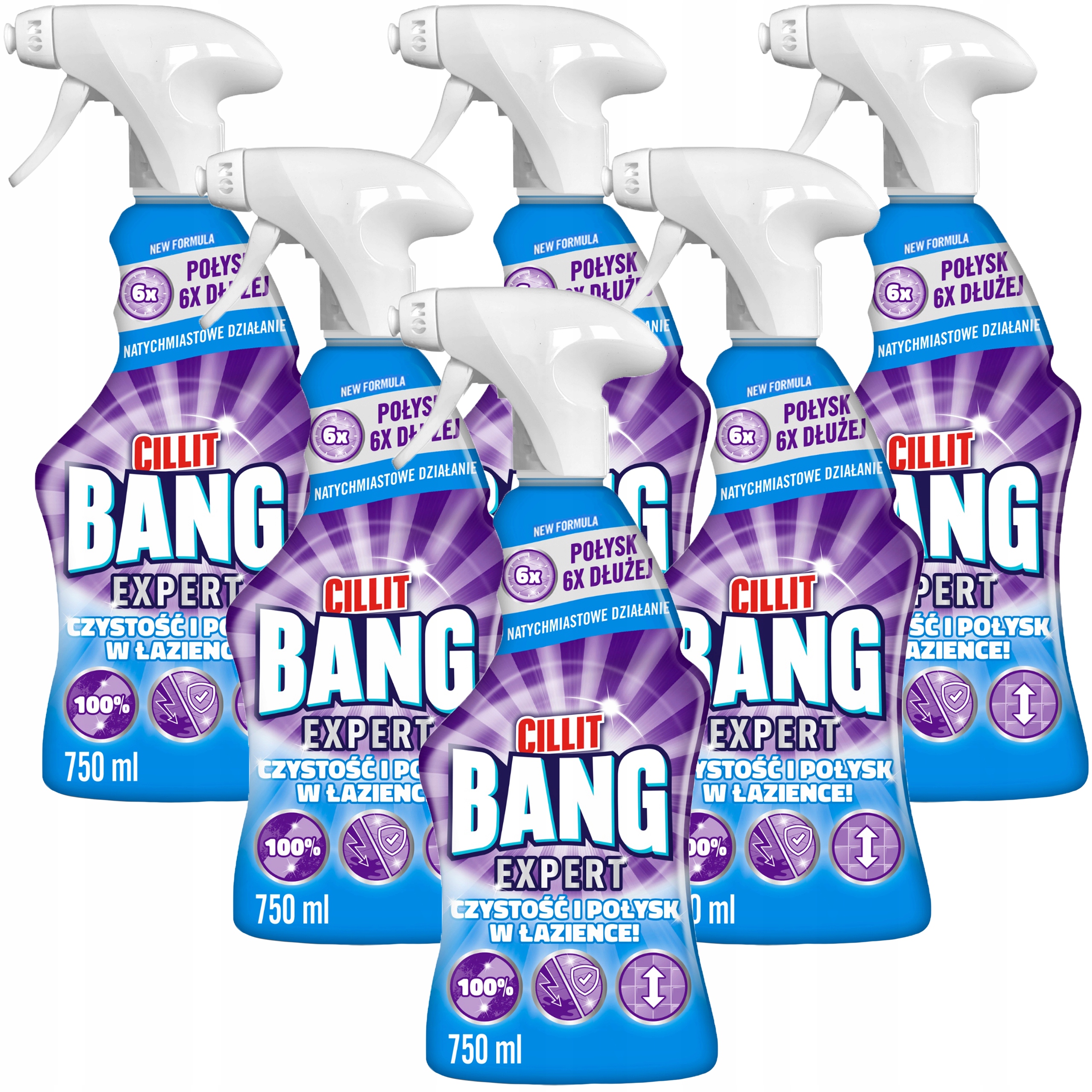 Levně 6x Cillit Bang do koupelny Sprej na čištění umyvadel, toalet, kabin, dlaždic