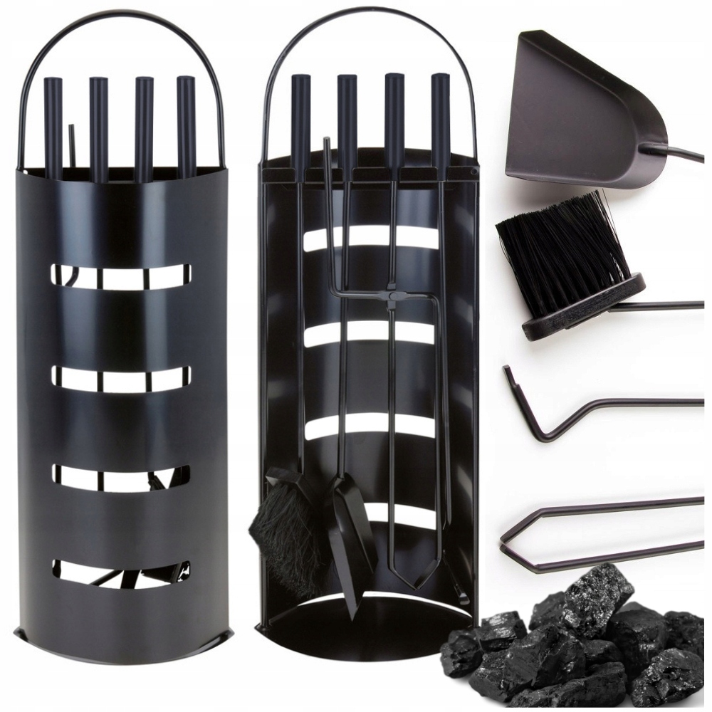 Krbové nářadí 5v1 krbové náčiní lopatka pohrabáč smetáček stojan