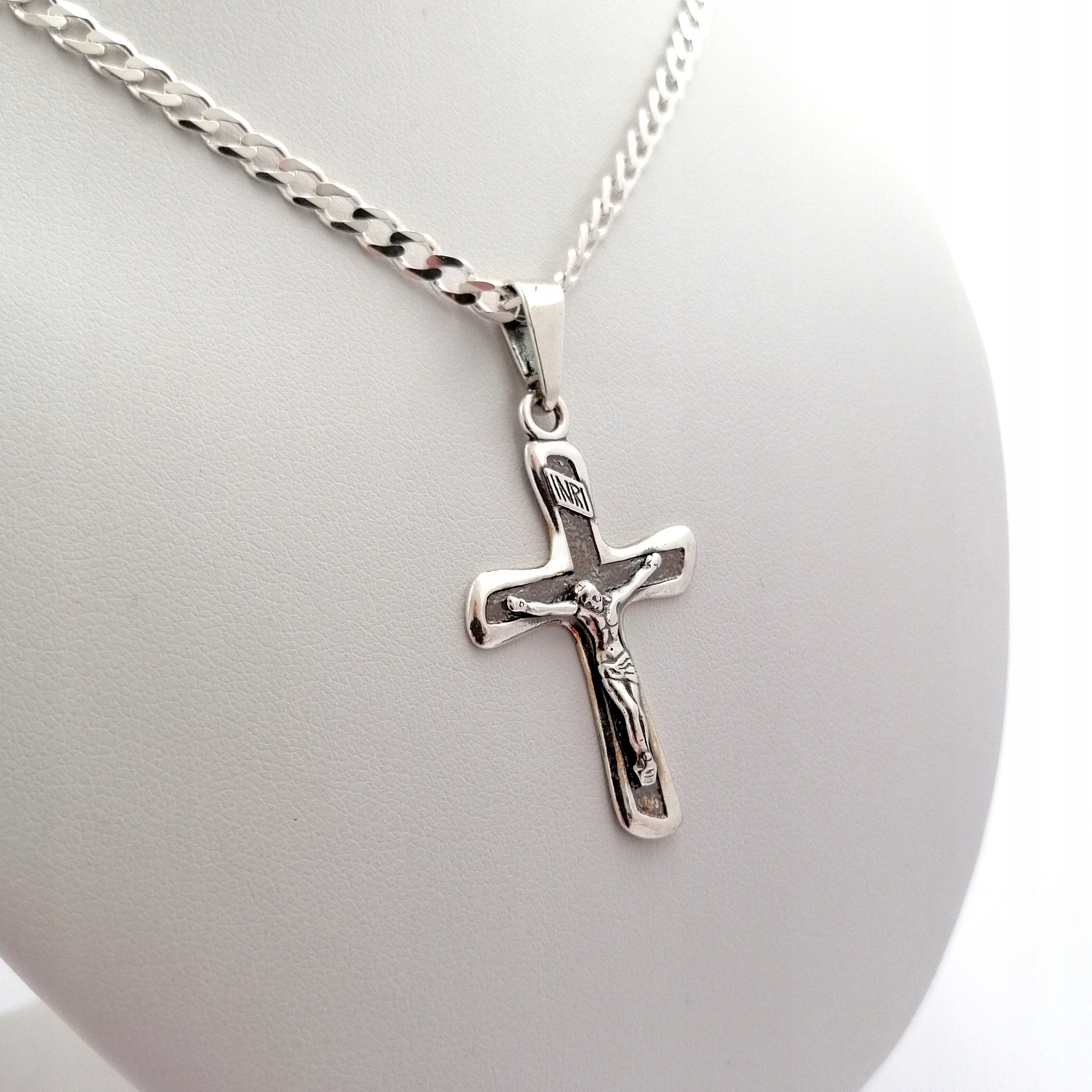 SREBRNY ŁAŃCUSZEK PANCERKA+KRZYŻYK 925 NA KOMUNIĘ Marka Golden Celebrity